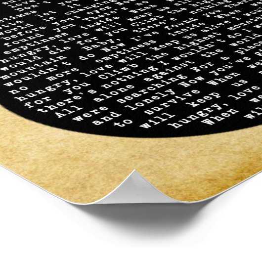 Liefde houdt ons live Black Guitar Song Lyric Poster (Hoek)