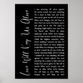 Liefde houdt ons live Black Script Song Lyric Poster (Voorkant)