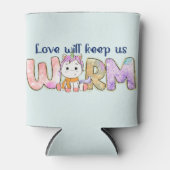 Liefde houdt ons warm | Schattige eenhoornwinter Blikjeskoeler (Voorkant)
