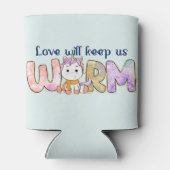 Liefde houdt ons warm | Schattige eenhoornwinter Blikjeskoeler (Achterkant)