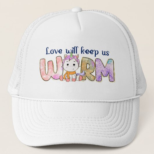 Liefde houdt ons woest | Unicorn Winter Trucker Pet (Voorkant)
