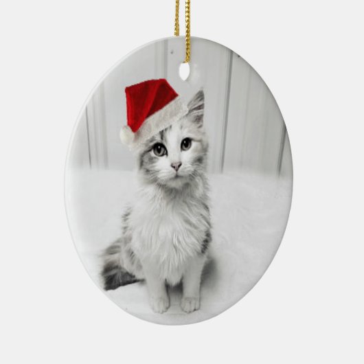 Liefde, huisdier naam foto Vrolijk kerstfeest Sant Keramisch Ornament (Rechts)