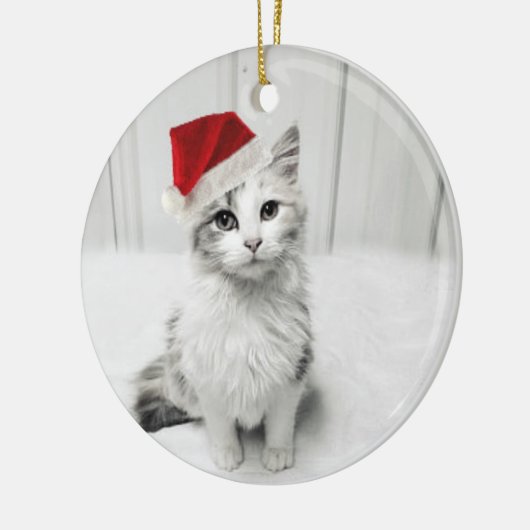 Liefde, huisdier naam foto Vrolijk kerstfeest Sant Keramisch Ornament (Links)