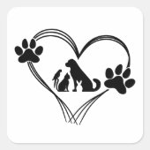 Liefde Huisdieren Pootjes Vierkante Sticker (Voorkant)