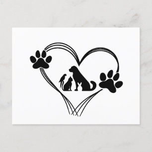 Liefde huisdieren poten  briefkaart