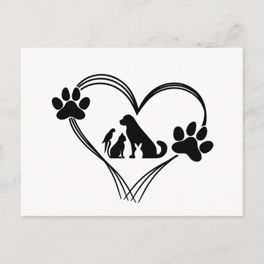 Liefde huisdieren poten  briefkaart (Voorkant)