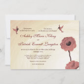 Liefde Hummingbird's and Painted Red Flowers Weddi Kaart (Achterkant)
