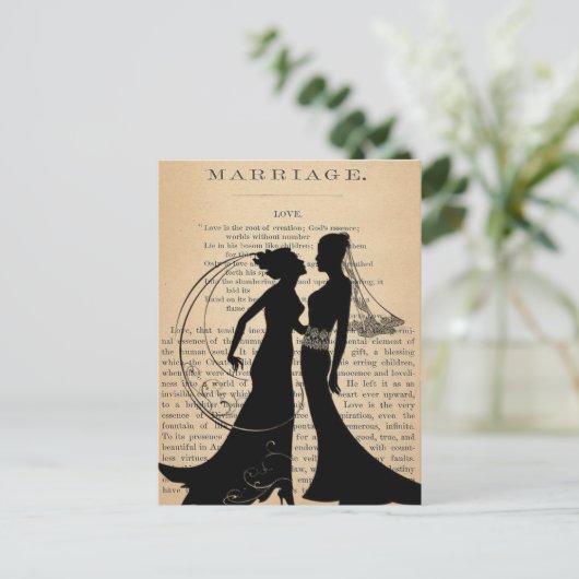 Liefde & Huwelijk Lesbisch Bruiloft Longfellow Briefkaart (Staand voorkant)