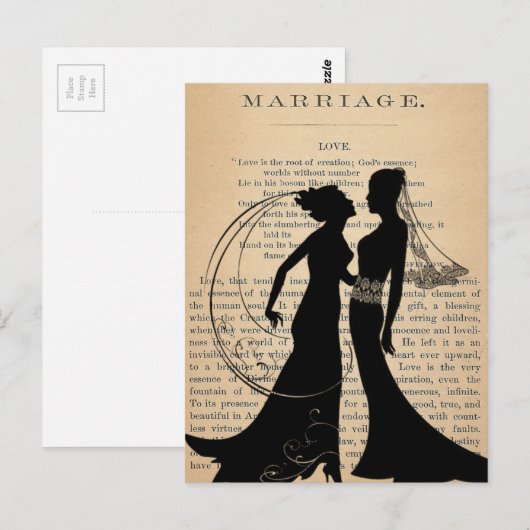 Liefde & Huwelijk Lesbisch Bruiloft Longfellow Briefkaart (Voorkant / Achterkant)