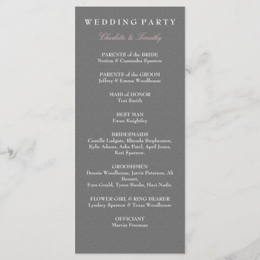 Liefde & Huwelijk Modern Wedding Programma Programmakaart (Achterkant)