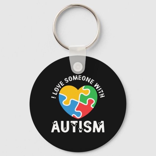 Liefde Iemand Met Autisme Hart Puzzel Autistisch Sleutelhanger (Voorkant)