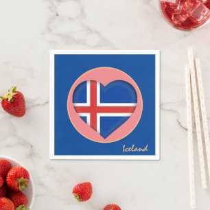 Liefde IJsland & IJslandse Vlag partij mode /Hart Servet