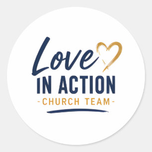 Liefde in Actie Kerk Ministerie Vrijwilliger Ronde Sticker