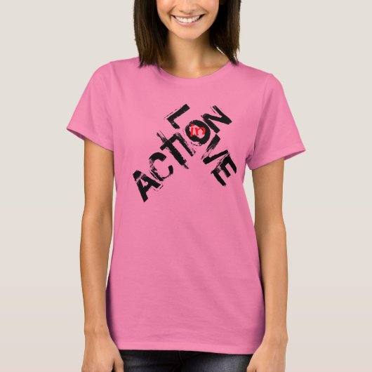 Liefde in actie - Zwart afdrukken T-shirt (Voorkant)