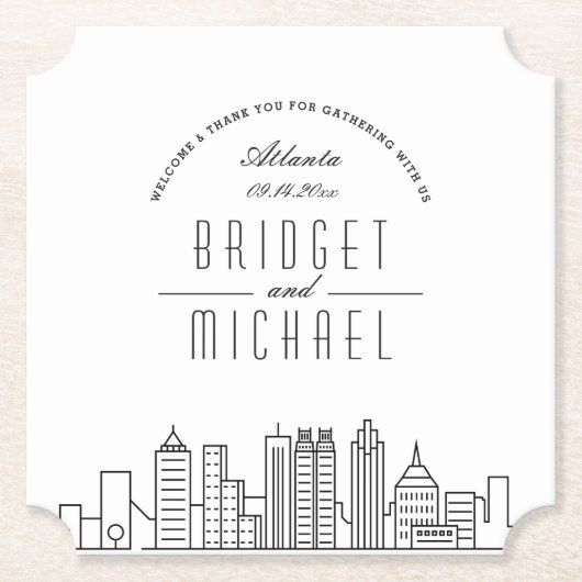 Liefde in Atlanta | City Skyline Welkom Kartonnen Onderzetters (Voorkant)