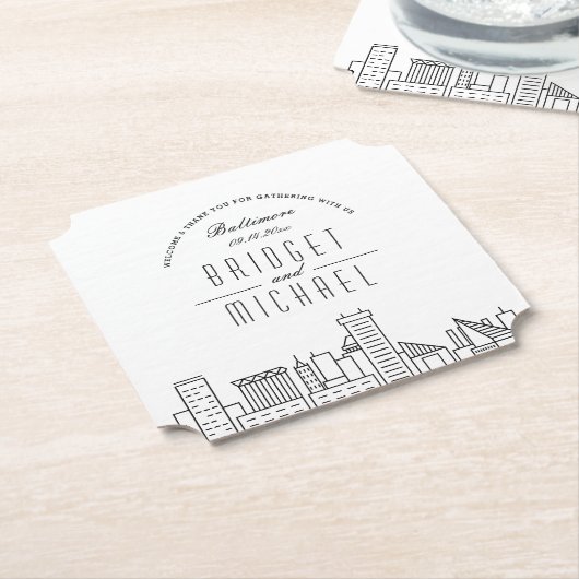 Liefde in Baltimore | City Skyline Welkom Kartonnen Onderzetters (Gekanteld)