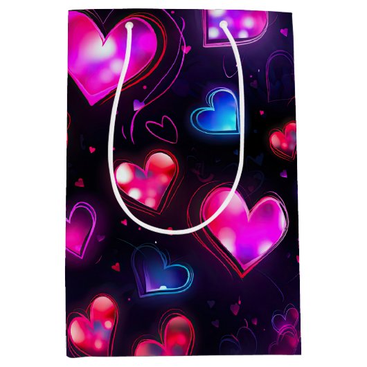 Liefde in beweging: Valentijnsdag Hearts Medium Cadeauzakje (Voorkant)