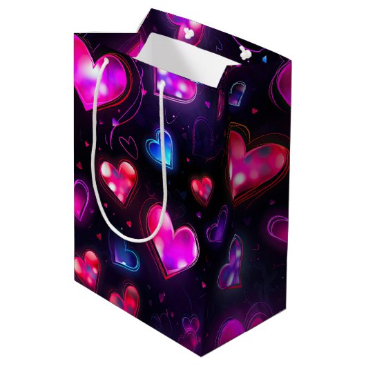 Liefde in beweging: Valentijnsdag Hearts Medium Cadeauzakje (Achterkant Gekanteld)