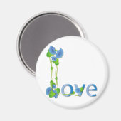Liefde in blauwe bloemen magneet (Voorkant / Achterkant)
