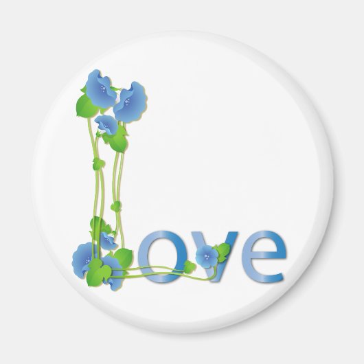 Liefde in blauwe bloemen magneet (Voorkant)