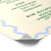 Liefde in bloei blauw groen Cin Cin Bar Menu Poster (Hoek)