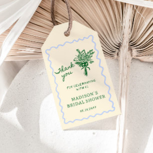 Liefde in Bloei Blauw Groene Bruidsdiner Dank je Cadeaulabel