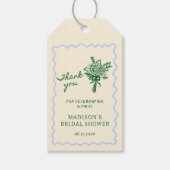 Liefde in bloei Blauw groene bruidsdouche Dank je Cadeaulabel (Voorkant)