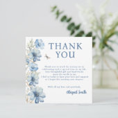 LIEFDE IN BLOEI BLAUWE BLOEMEN BRUIDSSHOUDEN BEDANKKAART (Staand voorkant)