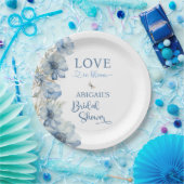 LIEFDE IN BLOEI BLAUWE BLOMEN BRUIDSSHOWER PAPIEREN BORDJE (Feest)