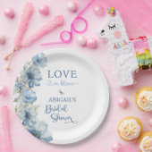 LIEFDE IN BLOEI BLAUWE BLOMEN BRUIDSSHOWER PAPIEREN BORDJE (Feest)