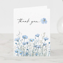 Liefde in bloei Blauwe bruidsdouchevouwen dank je Bedankkaart