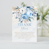 Liefde in Bloei Blauwe Rozen Bruidsfeestje Bedankkaart (Staand voorkant)