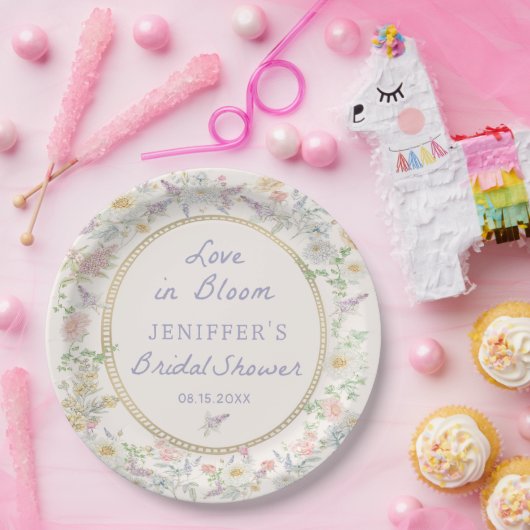Liefde in bloei bloem bruiloft papieren borden  papieren bordje (Feest)