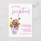 Liefde in bloei Bloemen bruiloft receptie Informatiekaartje (Voorkant)