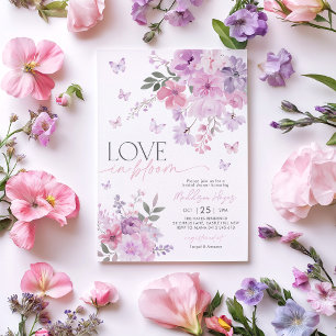 Liefde in Bloei Bloemen Paarse Vlinder Bruid Kaart