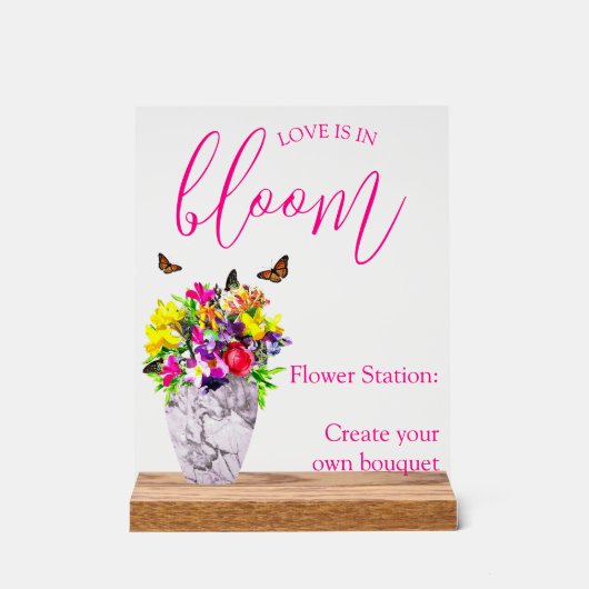 Liefde in bloei bloemenbruiloft acryl bord (Voorkant)