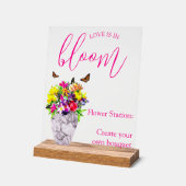 Liefde in bloei bloemenbruiloft acryl bord (Hoek)