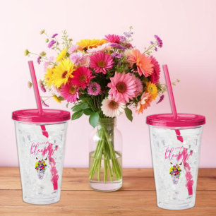 Liefde in bloei bloemenbruiloft acryl drinkbeker