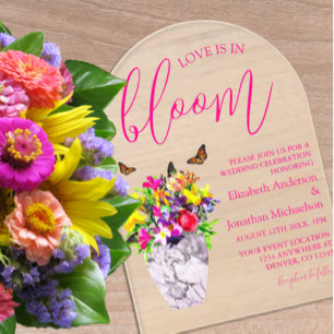 Liefde in bloei bloemenbruiloft acryl uitnodigingen