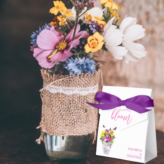 Liefde in bloei bloemenbruiloft bedankdoosjes