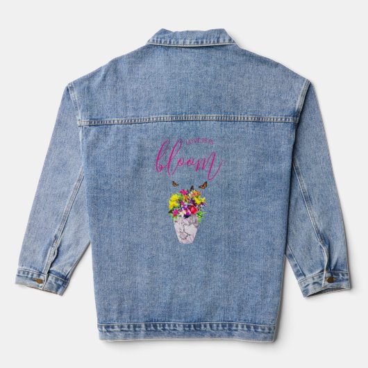 Liefde in bloei bloemenbruiloft denim jacket (Achterkant)
