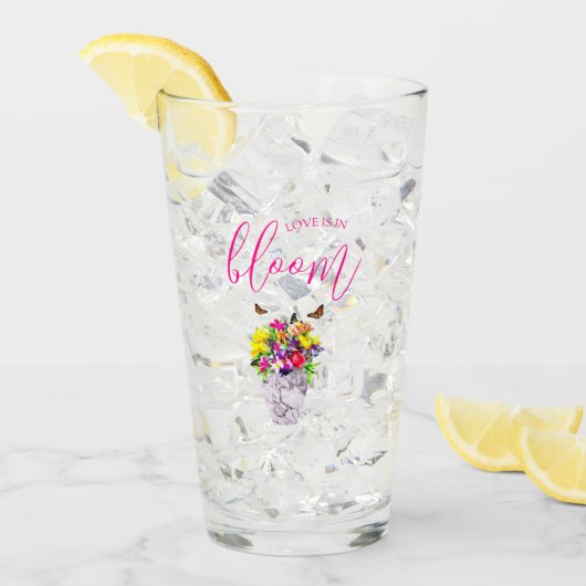 Liefde in bloei bloemenbruiloft glas (Voorkant ijs)