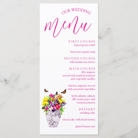 Liefde in bloei bloemenbruiloft menu (Voorkant)