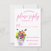 Liefde in bloei bloemenbruiloft RSVP kaartje (Voorkant)