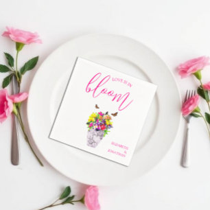 Liefde in bloei bloemenbruiloft servet
