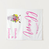 Liefde in bloei bloemenbruiloft wandkleed (Voorkant (horizontaal))