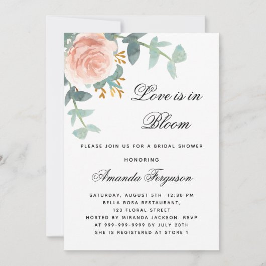 Liefde in bloei bloemengoud roos Vrijgezellenfeest Kaart (Voorkant)