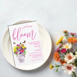 Liefde in bloei bloemenrepetitie diner kaart