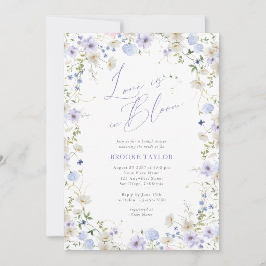 Liefde in bloei bloemig Paarse groene bruids Show Kaart (Voorkant)