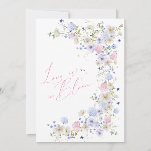 Liefde in bloei bloemig roze Paarse Vrijgezellenfe Kaart (Voorkant)